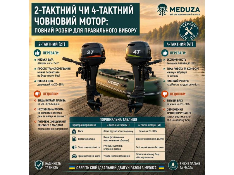 2-тактний чи 4-тактний човновий мотор: Що краще вибрати для човна ПВХ