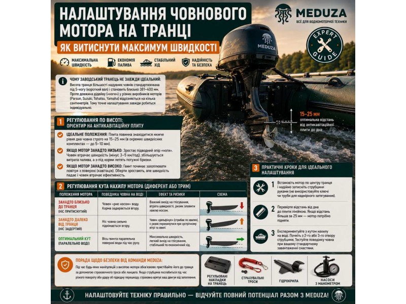 Як правильно встановити мотор на транець човна ПВХ по висоті та куту