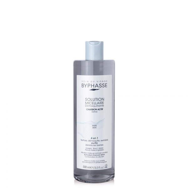 Byphasse Очищення: Міцelarна вода з активованим вугіллям для обличчя, очей та губ