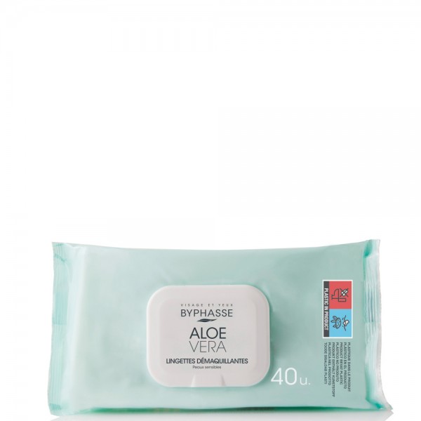Byphasse Очищення Серветки для чутливої шкіри з Алое Вера