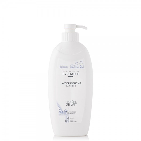 Byphasse Боді Крем для душу 1л Молочний Протеїн