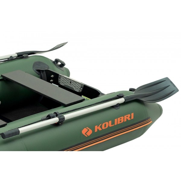 Надувная лодка Колибри КМ-260Д Профи (Kolibri KM-260D Профи) — моторная килевая слань-книжка, зелёная