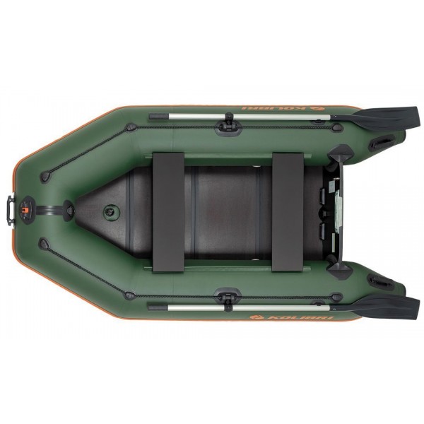 Надувная лодка Колибри КМ-260Д Профи (Kolibri KM-260D Профи) — моторная килевая слань-книжка, зелёная