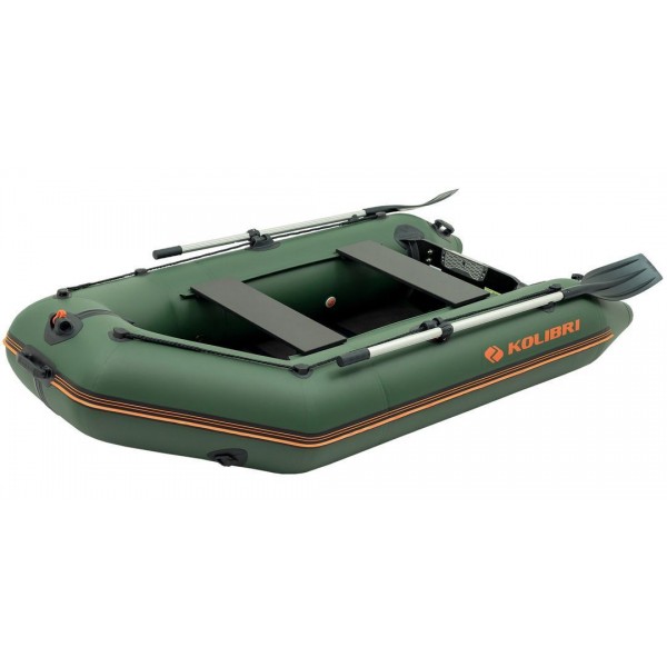Надувная лодка Колибри КМ-260Д Профи (Kolibri KM-260D Профи) — моторная килевая слань-книжка, зелёная