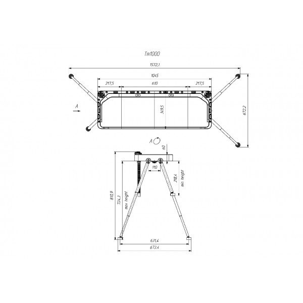 Модульный стол FASTEN для лодок с телескопическими ножками XL (Tm1000)
