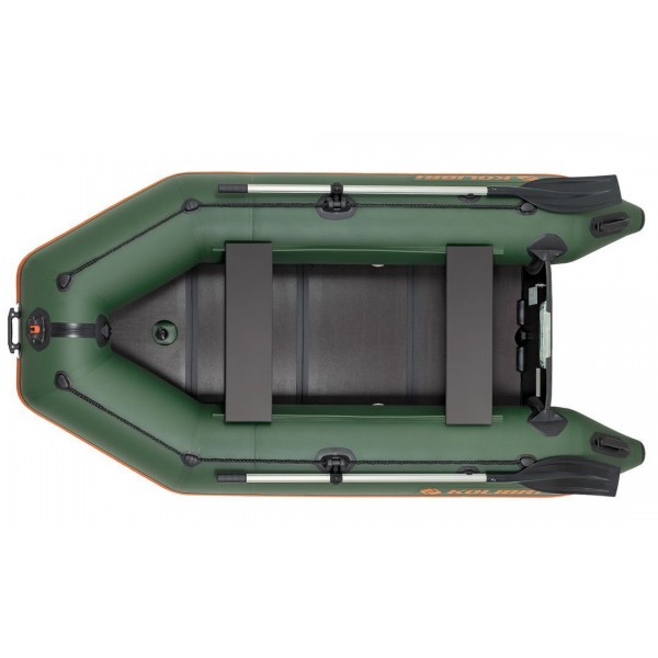 Надувная лодка Колибри KM-280D Профи (Kolibri KM-280D Профи) — моторная килевая слань-книжка, зелёная