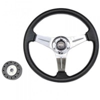 Рульове колесо Pretech 33 см, PU, спиці хром (QC-5125)