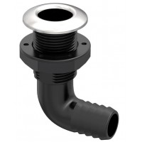 Сливной штуцер угловой Seaflo SFTH3 3/4”, черный с нержавеющим кольцом (SFTH3-0750-02)