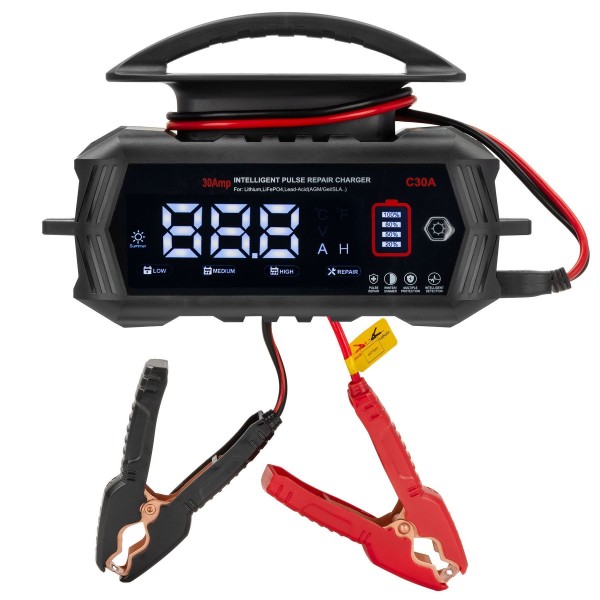 Зарядка HT-RC 30A Multi Voltage Car Charger 6V/12V/24V Full Automatic Battery Charger for Car Auto Moto LiFePo4 Lead Acid AGM Puls Repair (HT-RC C30A)