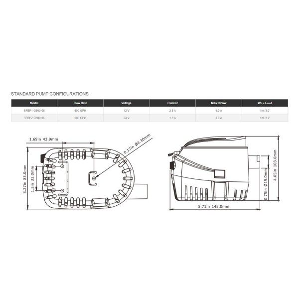 Автоматическая трюмная помпа Seaflo (SFBP1-G600-06)