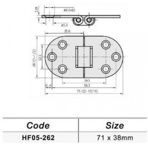 Петля RYE STAMPED HINGES 71х38mm (HF05-262)