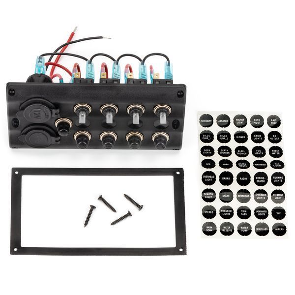 Панель RYE на 4 переключателя автомат 82х107мм + прикуриватель и USB порт (HF60-046PN)