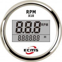 Тахометр со счетчиком моточасов ECMS белый PLT2-WS-RPM (800-00261)