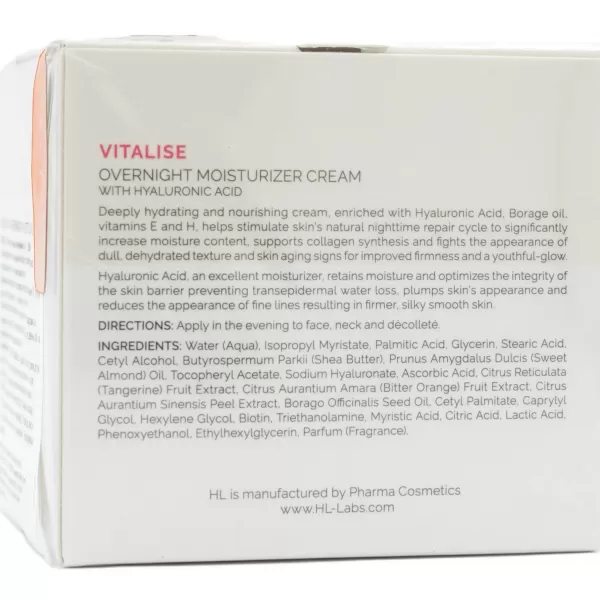 Ночной крем с гиалуроной кислотой / VITALISE OVERNIGHT MOISTURIZER CREAM / Holy Land