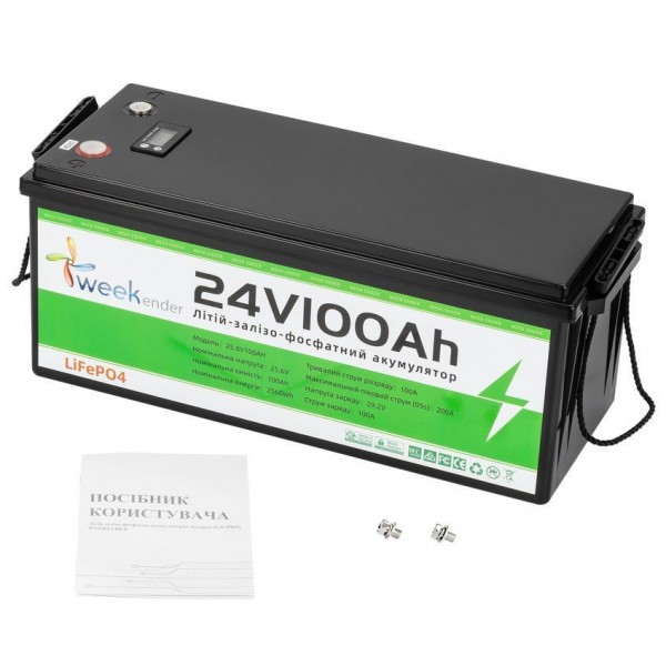 Литий-ферумный аккумулятор с экраном Weekender LIFEPO4 24V 100Ah