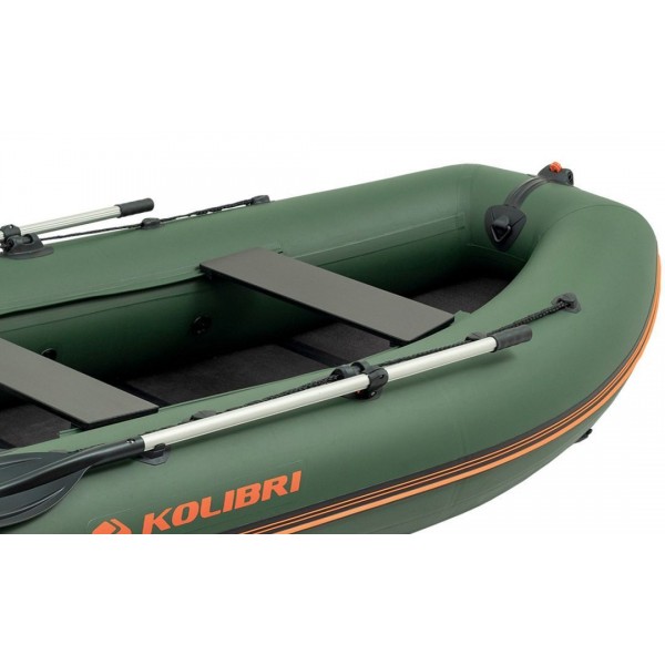 Надувная лодка Колибри КМ-280ДЛ (Kolibri KM-280DL): моторная килeвая слань-книжка, зелёная