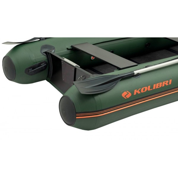 Надувная лодка Колибри КМ-280ДЛ (Kolibri KM-280DL): моторная килeвая слань-книжка, зелёная