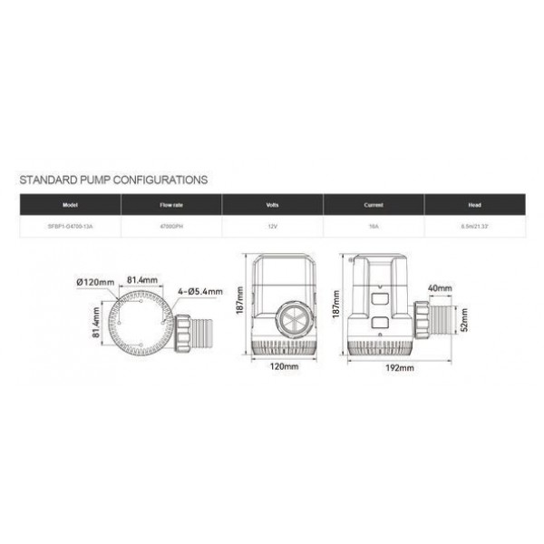Не автоматическая диафрагмовая помпа Seaflo (SFBP1-G1100-13A)