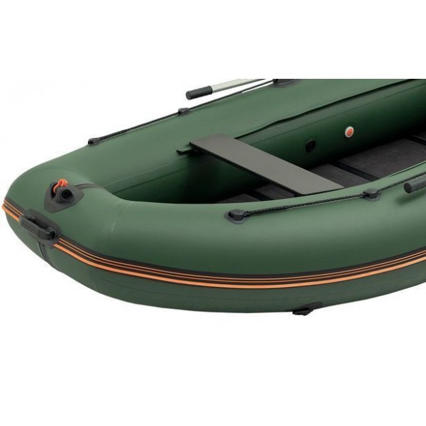 Надувная лодка Колибри KM-330ДЛ — моторная килевая слань‑книжка, зелёная
