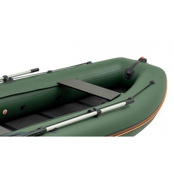 Надувная лодка Колибри KM-330ДЛ — моторная килевая слань‑книжка, зелёная